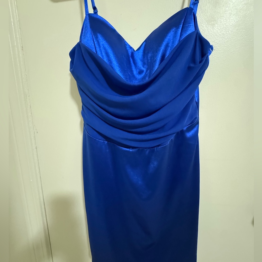 Royal Blue Satin Dress – Size L – Winsor